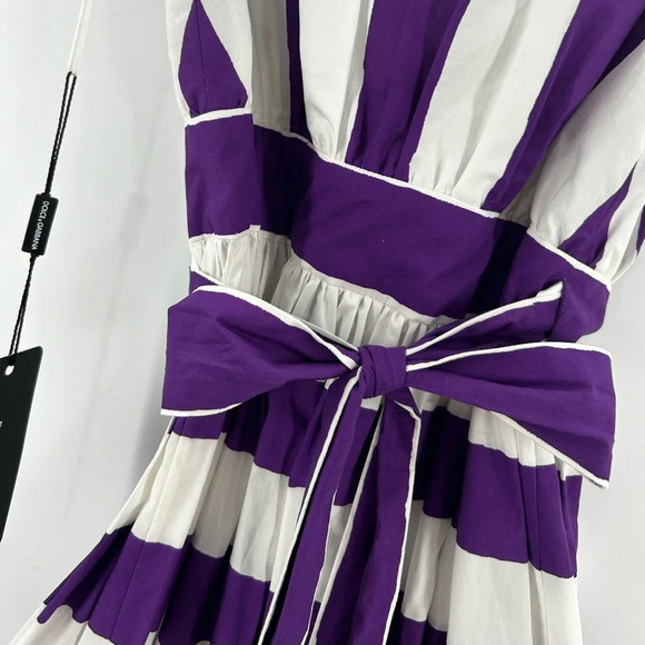 Dolce & Gabbana Monte Carlo Exclusive Je’ Taime Purple White Stripe Wrap Midi 38 - Picture 9 of 13